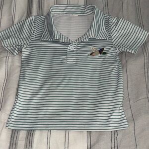 Striped Polo Tee with Embroidered duck - Green/White